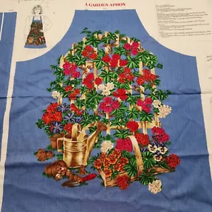 Cranston A Garden Apron Sewing Fabric Craft Panel Vintage 100% Cotton Made USA - Imagen 1 de 6