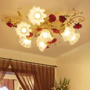 Floral Semi Flush Mount Light Traditional Living Room Close to Ceiling Light - Picture 1 of 14