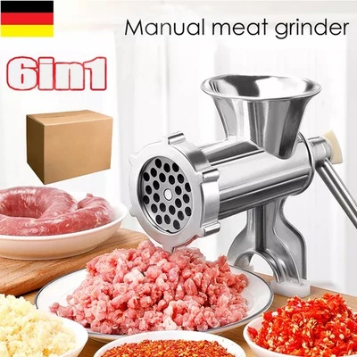 MARKENLOS Fleischwolf Manuell Wurstmaschine Handkurbel Hackfleisch Wurstfüller Werkzeug DE