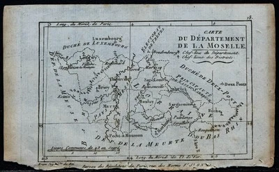 1793 - Moselle - Carte très ancienne - Département français - Gravure ancienne - Photo 1/4