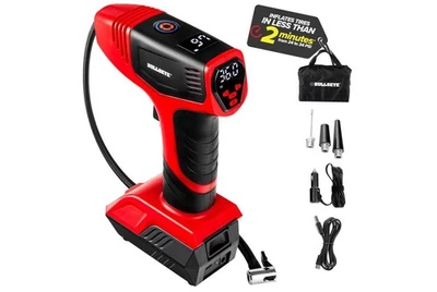 Bullseye Pro Portable Rechargeable Tire Inflator with Digital Pressure Gauge