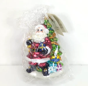 VNTG Christopher Radko Weihnachten 2001 "A Year Of Cheer" Santa Glas Ornament Neu - Bild 1 von 10