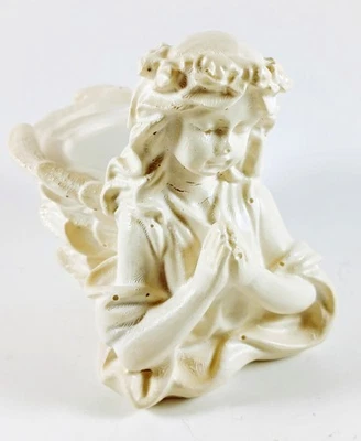 Candelabro Ángel Orador Hecho a Mano Hormigón Marfil 4" Alto 4.5" Ancho Lavanda Foto 1 de 2