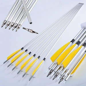 30in Aluminum Arrow SP500 Turkey Feather Screw Points Archery Bow Hunting Target - Picture 1 of 15