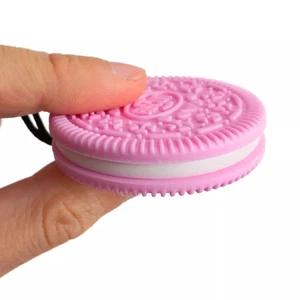 Collana da masticare sensoriale biscotto gommoso ciondolo aiuto morso bambini autismo ADHD fidget - Foto 1 di 13