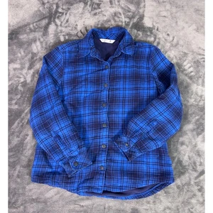 Y2K Riders by Lee Women's Blue Plaid Fleece Lined Flannel Shirt Size M - Picture 1 of 7