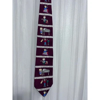 Corbata Save the Children Colección Notas Musicales Niños Tocando Música Borgoña Foto 1 de 2