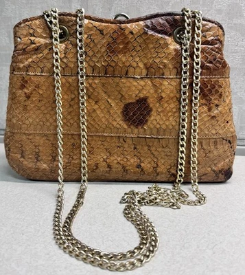 Vintage Unbranded Brown Snakeskin Clutch Purse Shoulder Bag Excellent! - Image 1 of 4