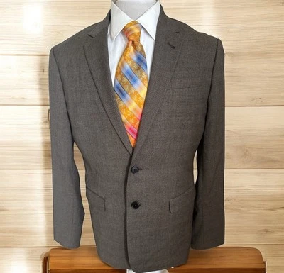 Abrigo deportivo All Saints para hombre mezcla marrón a cuadros 2 botones traje chaqueta blazer talla 40R Foto 1 de 4