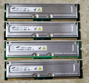 4x Samsung 128MB PC-800 Non ECC 800Mhz RAMBUS RIMM RDRAM MR16R0828BN1-CK8IN - Picture 1 of 2
