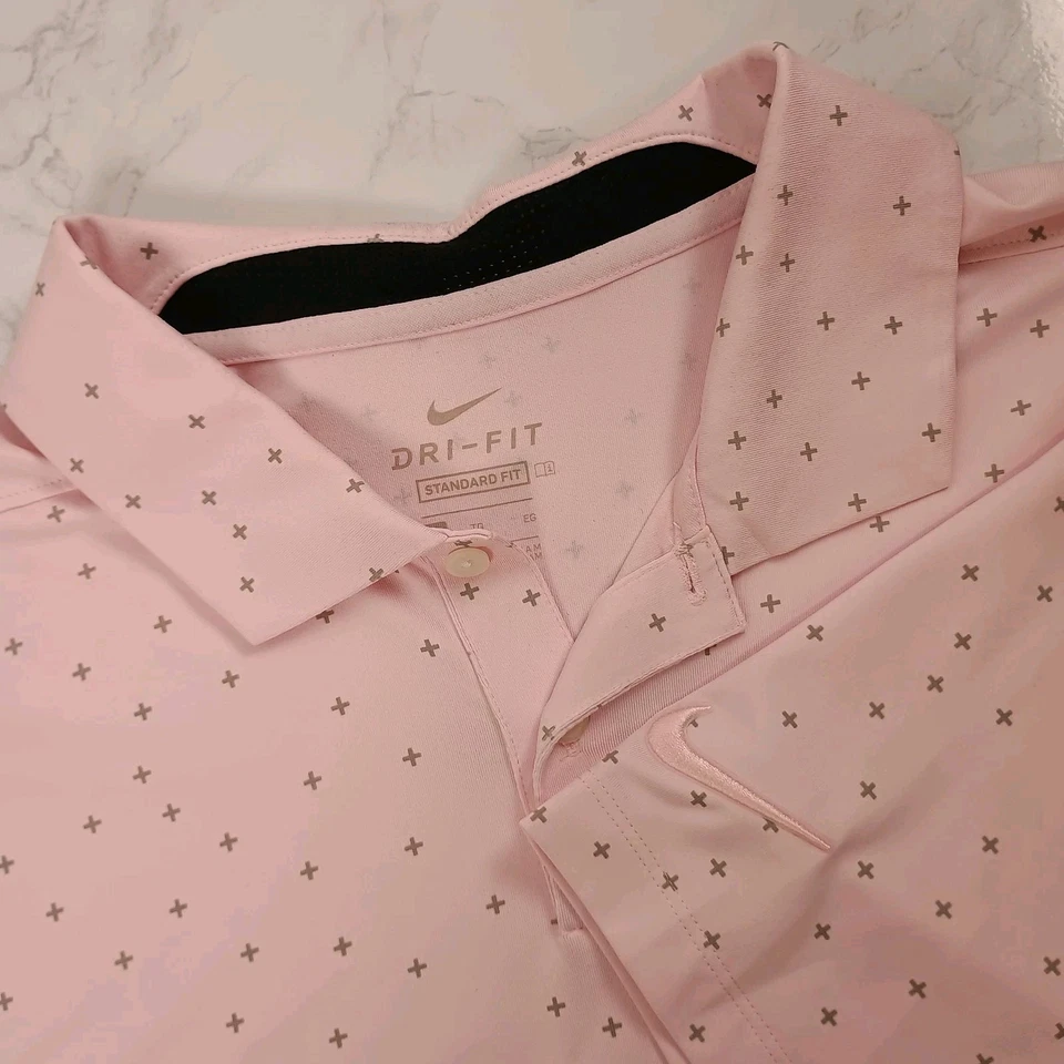 Camisa polo de golf Nike Dri-Fit para hombre talla grande rosa manga corta Foto 1 de 4