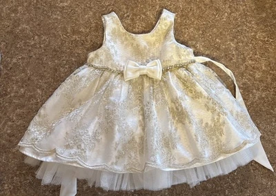 Vestido de fiesta princesa americana niña 12 meses marfil tul estrás forrado Foto 1 de 4