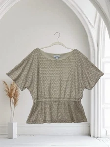 Dressbarn Collection Women’s Metallic Open Knit Peplum Top Size Medium Petite - Picture 1 of 19