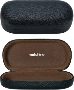 molshine Hard Shell Leather Sunglasses Case,Classic Large Glasses Case Black - Picture 1 of 7