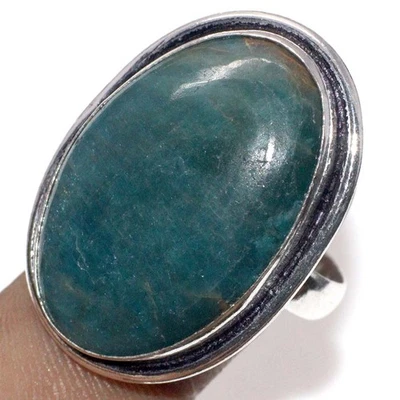 Anillo de joyería de apatita azul enchapado en plata 925 hecho a mano piedras preciosas tamaño EE. UU. 10 GW Foto 1 de 3