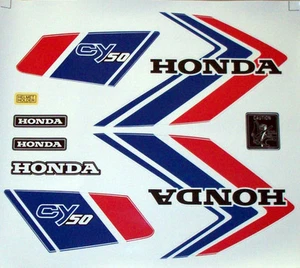 Aufkleber Set Emblem Label Mark Honda CY 50 Dekor Weiß Tank Seitendeckel    - Bild 1 von 1