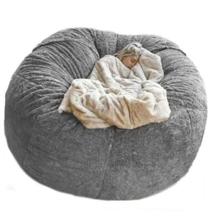 5FT Giant Fur Bean Bag Chair Cover, Ultra Soft Bean 5 FT Dark Gray (Cover Only) - Picture 1 of 7