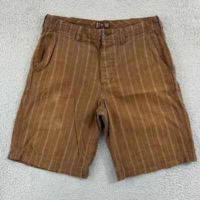 Винтажные мужские шорты American Eagle 33 коричневые в тонкую полоску для коньков на открытом воздухе Chino Y2K 10 дюймов - Изображение 1 из 4