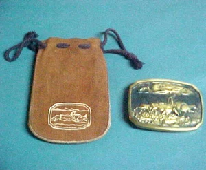 Brass Belt Buckle AMERICAN COWBOY 1976 Registered E-C105 Heritage Mint w/ POUCH - Picture 1 of 4