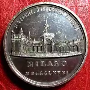 KÖNIGREICH ITALIEN Umberto I. Industrieausstellung Mailand 1881 Silbermedaille - Bild 1 von 2