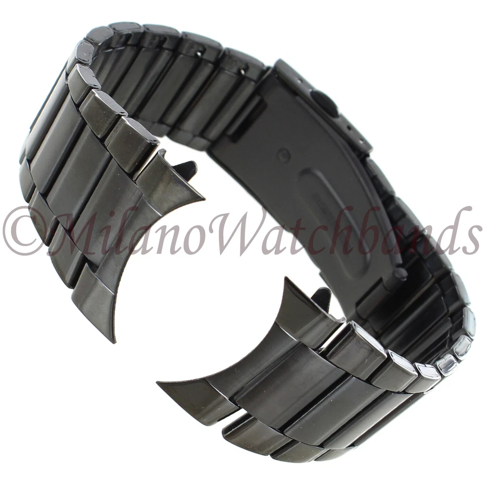 24mm deBeer Curved/Straight Black PVD OysterLink Stainless Button Clasp Band 294 - Image 1 of 4