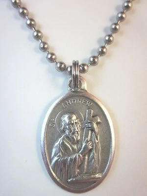  St Andrew the Apostle Medal Italy Necklace 24" Ball Chain Gift Box& Prayer Card - Image 1 of 4