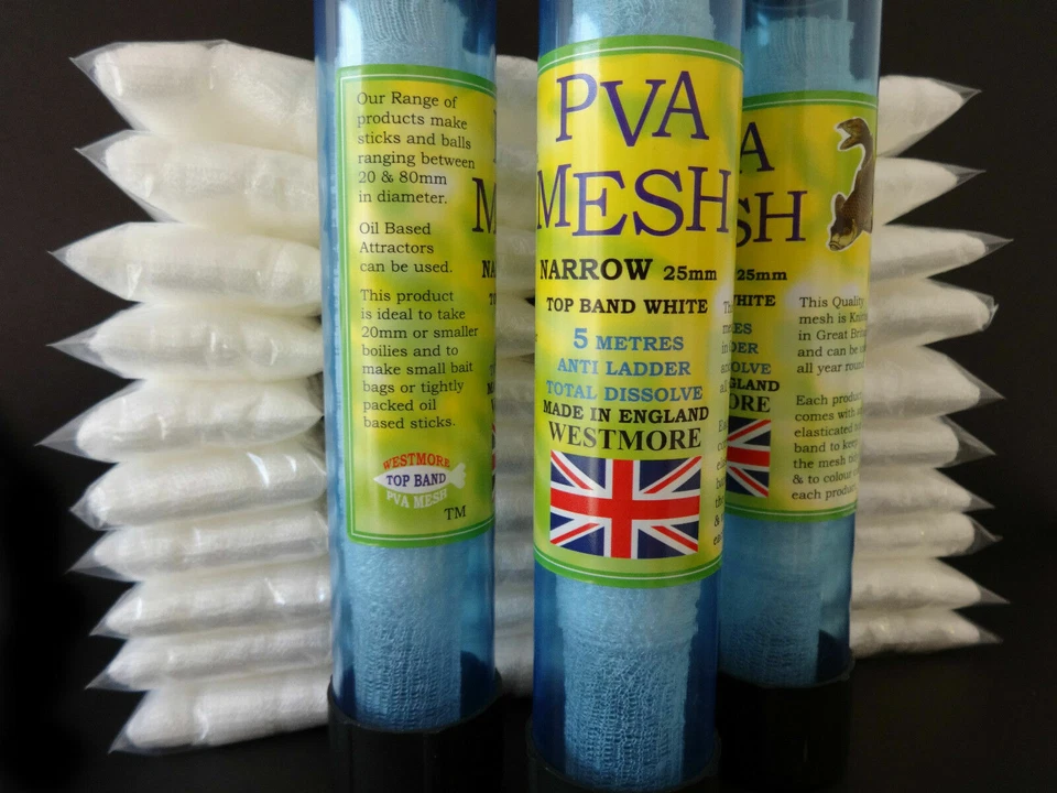 PVA MESH NARROW 25mm QUALITY REFILLS or TUBE Make Stocking Carp Boilie Bait Bags - Image 1 of 1