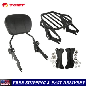 Backrest Sissy Bar W/Luggage Rack 4 Point Docking Fit For Harley Road King 14-Up - Picture 1 of 10