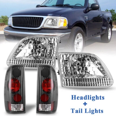  Chrome Headlights + Tail Lights for 1997-2003 Ford F-150/2004 Heritage Lamps Foto 1 de 4