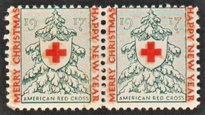 USA 1917 WX19, Horizontal Pair, American Red Cross Christmas Seals, OG, XF MNH - Picture 1 of 2