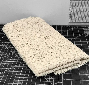 Vintage 60s/70s Cream Beige Lace Fabric - 50” Wide x 1.5 Yds - Picture 1 of 4