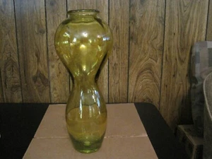 HAND BLOWN DECORATIVE LARGE AMBER / YELLOW CLEAR GLASS 17.5" VASE MADE IN SPAIN - Picture 1 of 20