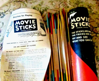 'PICK UP STICKS Version 1937 "MOVIE STICKS PARKER BROS Orig TUBE BOX w/Instruct - Image 1 of 4
