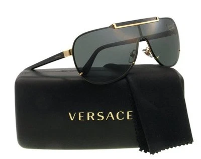 HOT NEW VERSACE Aviator Pilot Shield Gold Metal Sunglasses VE 2140 1002/87 214O - image 1 of 4