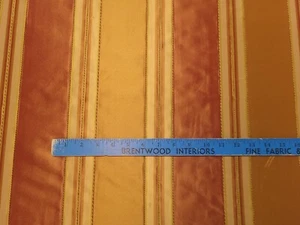 TRIVETTE PAPRIKA Orange Gold Red Striped Silk Textured Lines Drapery Fabric - Picture 1 of 3