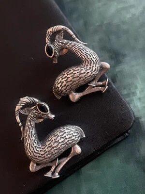 Sterling silver deer shaped oxidised stud earrings - Image 1 of 2