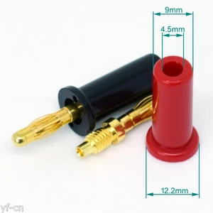 100pcs Gold Plated Copper 4mm Banana Plug Cable Speaker Soldering Connector R+B - Picture 1 of 5