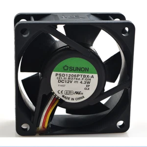 SUNON Cooling Fan PSD1206PTBX-A 12V 4.3W 4Pin Dual Ball Bearing Case 60x60x25mm - Picture 1 of 6