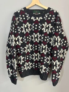 Vtg Embassy Row Sz L Sweater Hand Knits 100% Wool Grandpa Cozy Nordic Ski Lodge - Picture 1 of 5