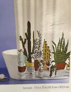 Room Essentials Cactus Shower Curtain-New With Some Light Water Ring Marks - Picture 1 of 6