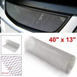 Rejilla de ventilación de capó delantero de aluminio cromado para automóvil accesorios de rejilla de malla de red 40" x 13" - Imagen 1 de 12