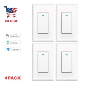 Smart Light Switch, Compatible with Google Assistant Timer Schedule, KULED 4PACK - Picture 1 of 6
