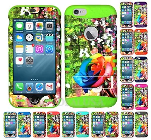 Funda protectora híbrida de silicona para Apple iPhone 6 7 y Plus - Rainbow Rose Flower 21 - Imagen 1 de 14