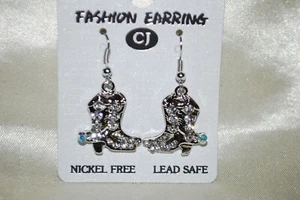 Crystal Boot Drop Earrings Cowgirl Western Rodeo Cattle Horse Ranch Farm Pony - Bild 1 von 2