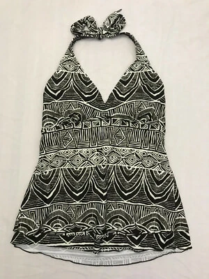 CROFT & BARROW TANKINI TOP BROWN & WHITE SIZE M/L - Image 1 of 2