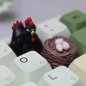 Hen and Nest Keycap Set Resin Handmade 2pcs 3D Print MX Fit Artisan Keyboard - Picture 1 of 2