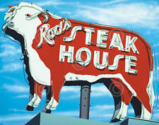Rod's Steakhouse by Anthony Ross Vintage Cow Cattle Print Poster 13x19