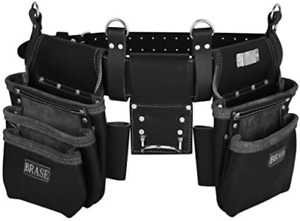 Handmade BRASE Leather Tool Bag, 17 Pocket Farmers Belt Tool Bag Combo Kit | Rig