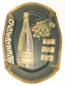 Tam-San Tray~(Hand Painted) Cottage French Chardonnay Wine Bottle Grapes Theme - Picture 1 of 4
