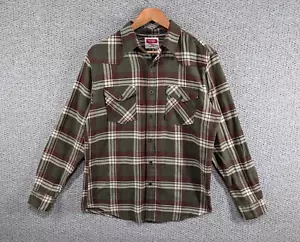 WRANGLER Greensboro Men's Green Check Plaid Flannel Western Button Shirt M - Picture 1 of 11
